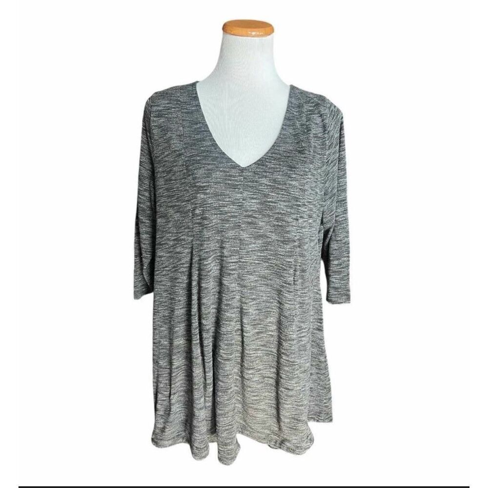 Womens Old Navy Gray Heathered Maternity V Neck 3/4 Sleeve Tunic Top - Sz XL